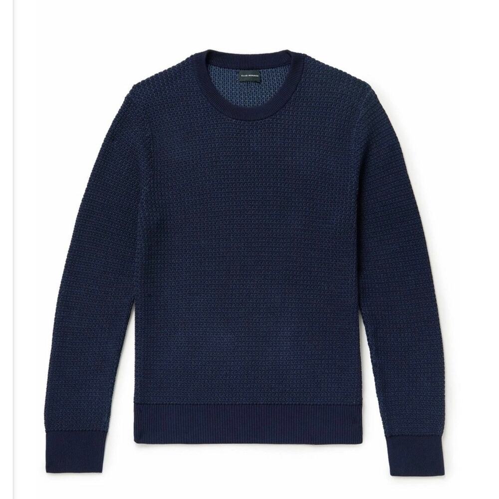 NWOT Club Monaco Sunset Crewneck Sweater Navy Quiet Luxury Mens Size XL